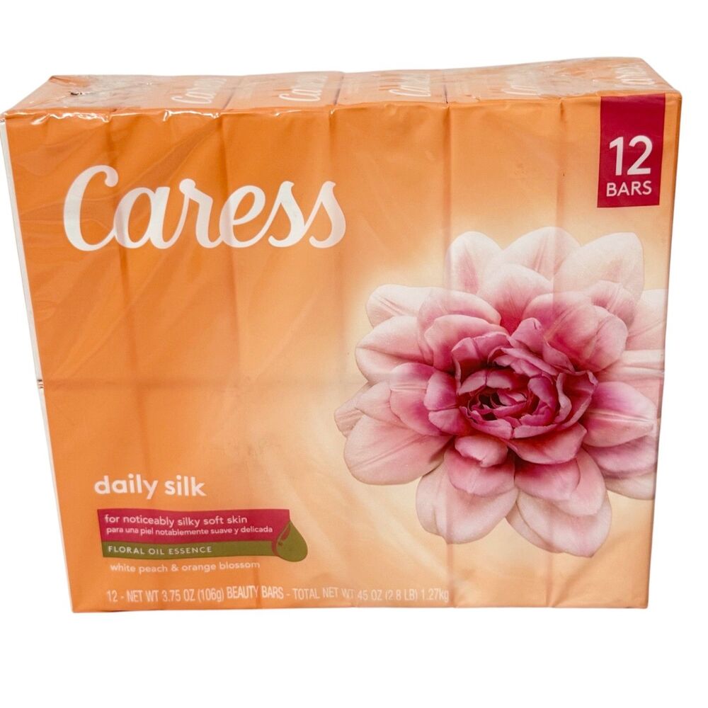 12 Caress Daily Silk Beauty Bars White Peach Orange Blossom Floral Oil Essence